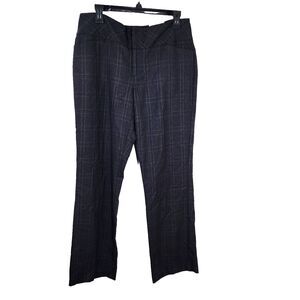 ELLE Womens Pants Size 10 Plaid Bootcut Mid Rise Curvy Wool Stretch Blue Career